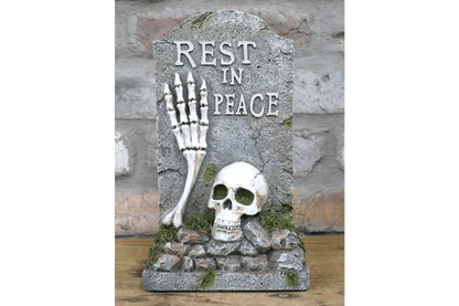 💀 “ Rest in Peace” Skeleton Gravestone