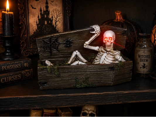 💀 Light-Up Skeleton in Coffin Ornament