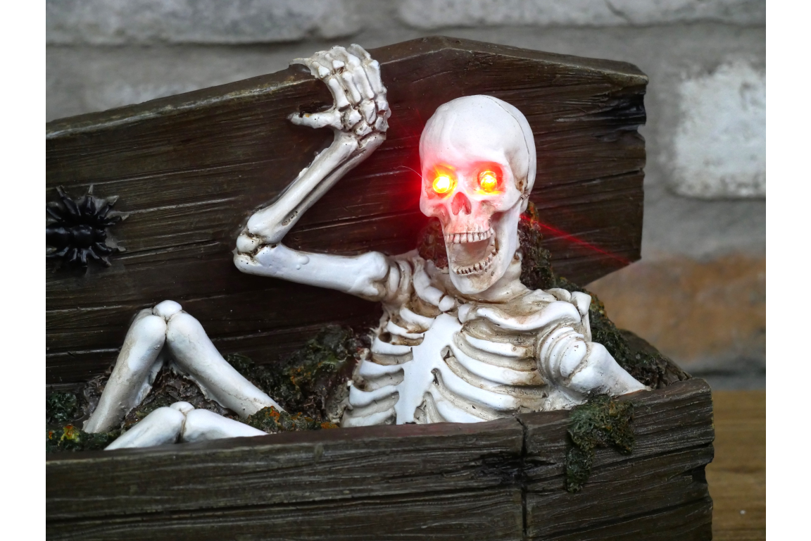 💀 Light-Up Skeleton in Coffin Ornament