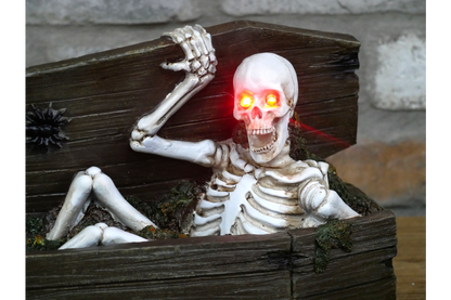 💀 Light-Up Skeleton in Coffin Ornament