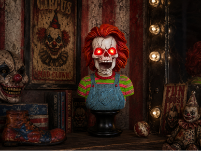 🤡 Light-Up Horror Chucky  Clown Bust red hair