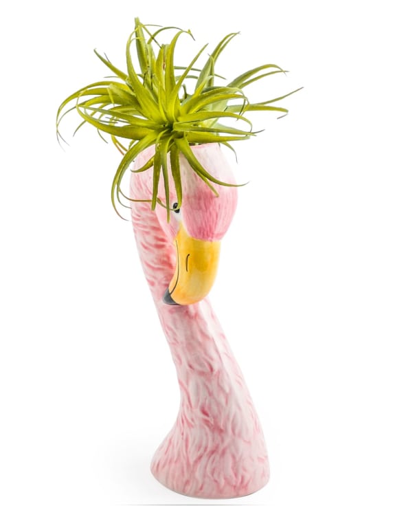 SMALL CERAMIC PINK FLAMINGO HEAD VASE