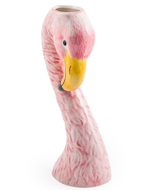SMALL CERAMIC PINK FLAMINGO HEAD VASE