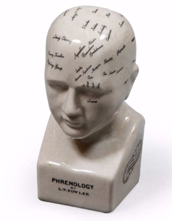 SMALL ANTIQUED CERAMIC PHRENOLOGY HEAD
