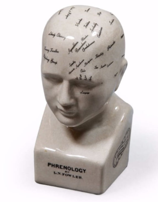 SMALL ANTIQUED CERAMIC PHRENOLOGY HEAD
