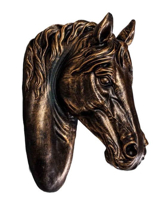 ANTIQUE BRONZE EFFECT LARGE HORSE WALL HEAD