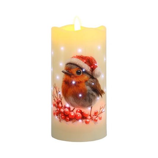 Robin led wax battery candle for Christmas