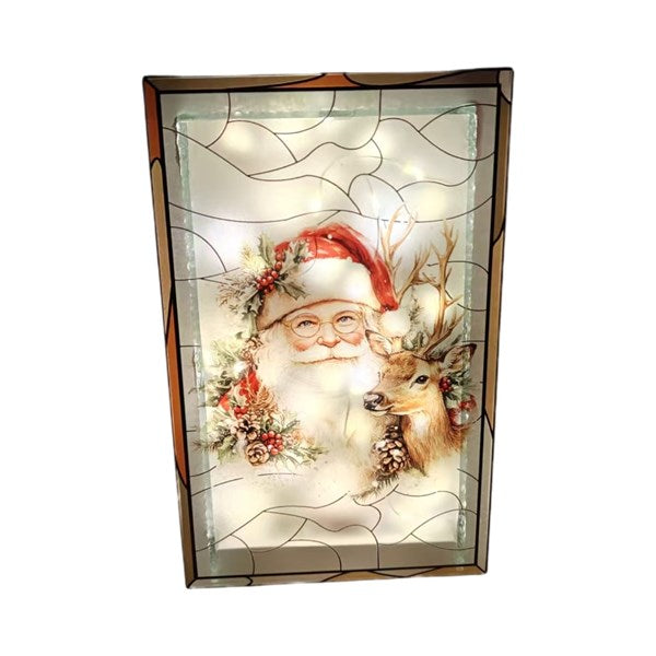 LED Santa Stained Glass – 21cm