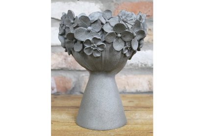 Grey flowered head planter . Beautiful face detail .
