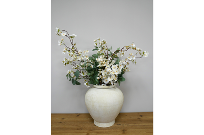 Cream concrete effect large vase wider neck curved 11309