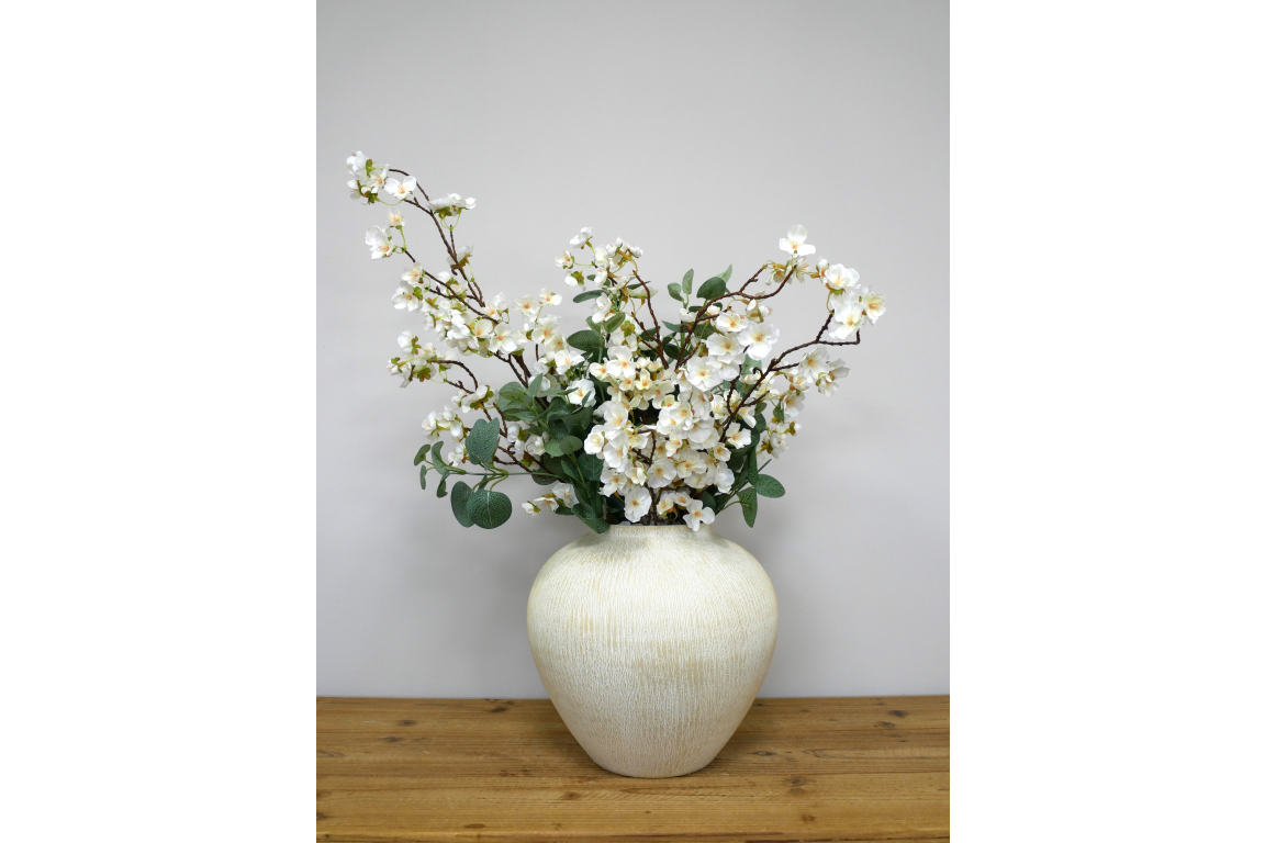 Concrete effect vase wider shape cream decor 11308