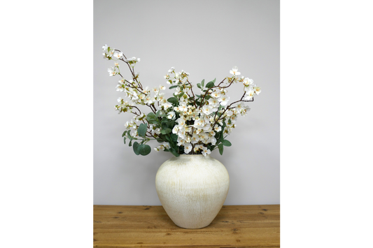 Concrete effect vase wider shape cream decor 11308