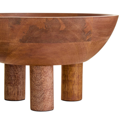 Mango Wood Serving or Fruit Bowl with Footed Base