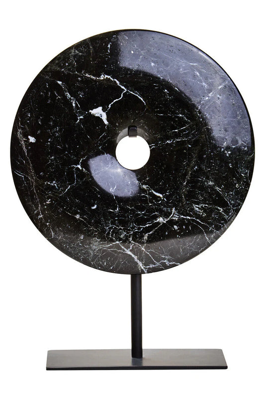 Black medium Marble Round Disc Sculpture