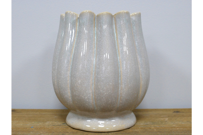 Cream ceramic vase pleated detail