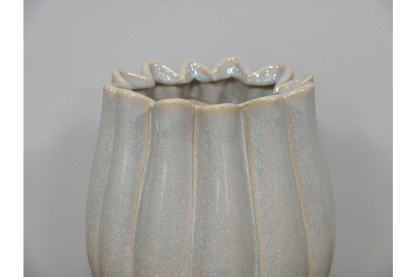 Cream ceramic vase pleated detail