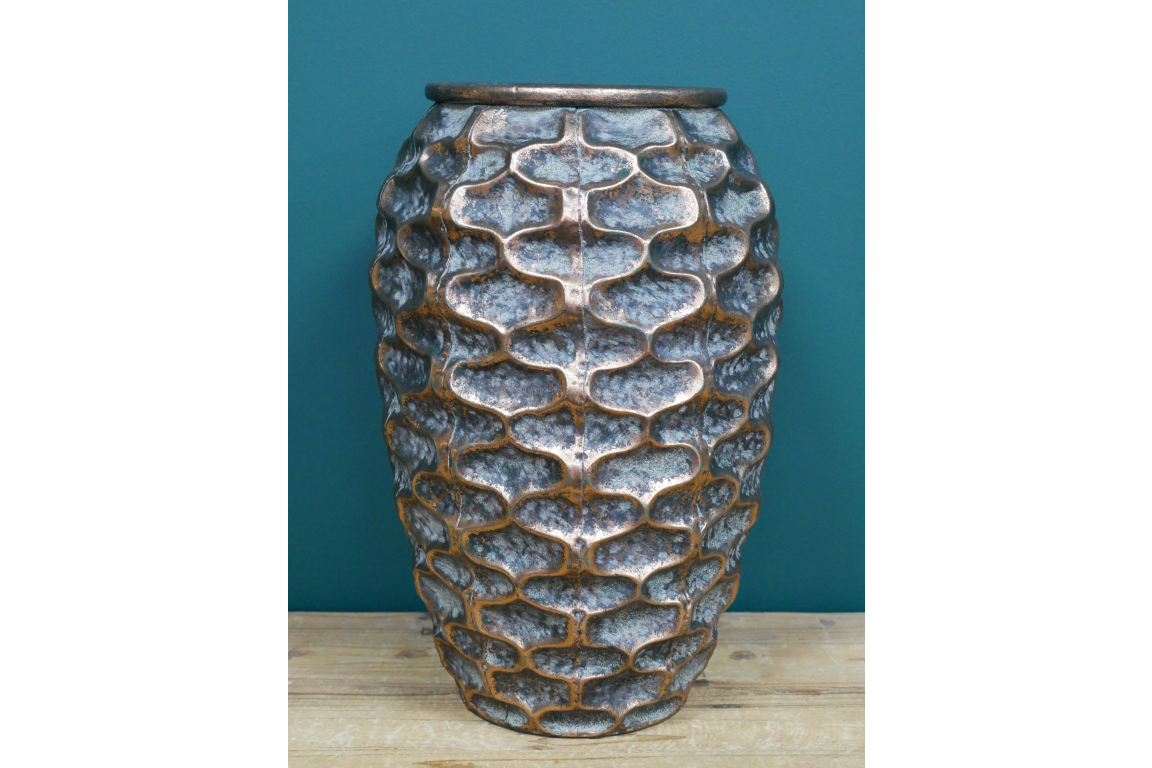 Large bronze / gold effect planter indoor use patterned metal design