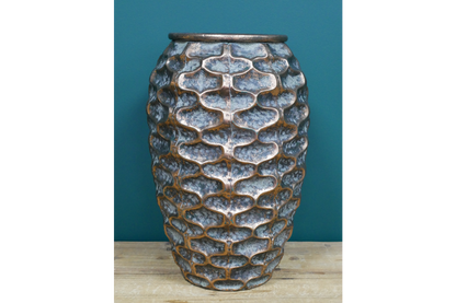 Large bronze / gold effect planter indoor use patterned metal design