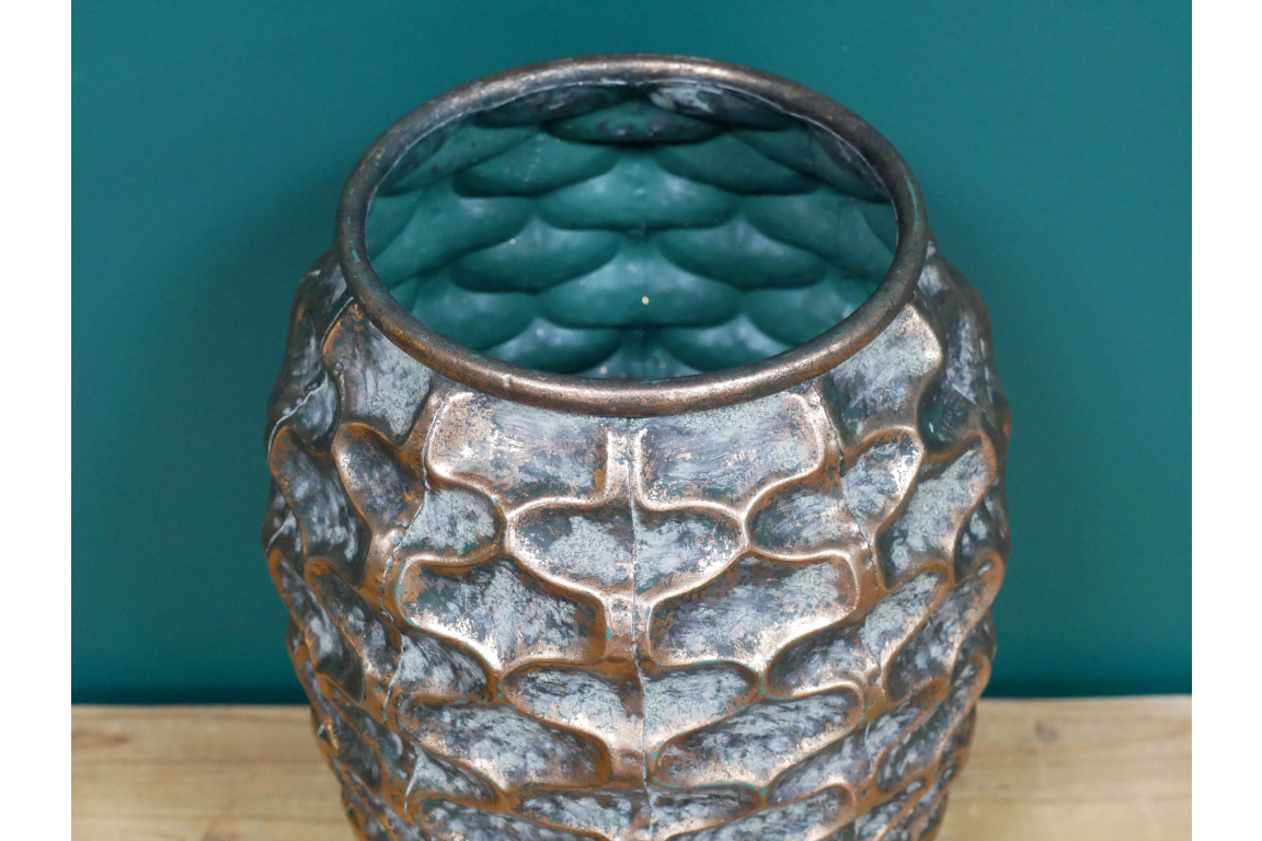 Large bronze / gold effect planter indoor use patterned metal design
