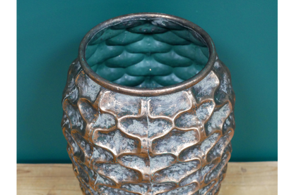 Large bronze / gold effect planter indoor use patterned metal design