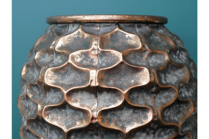 X-Large gold /bronze vase hammered metal design