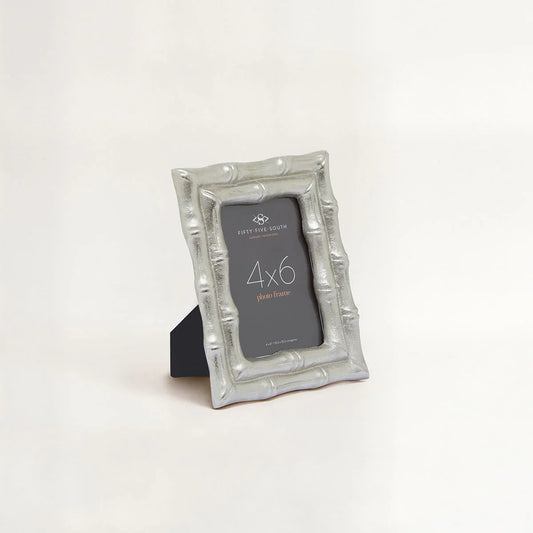 4 x 6 silver photo frame bamboo style metal