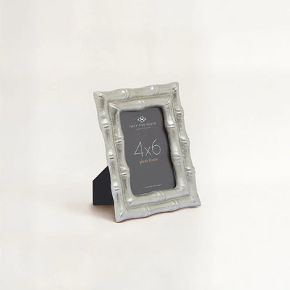 4 x 6 silver photo frame bamboo style metal
