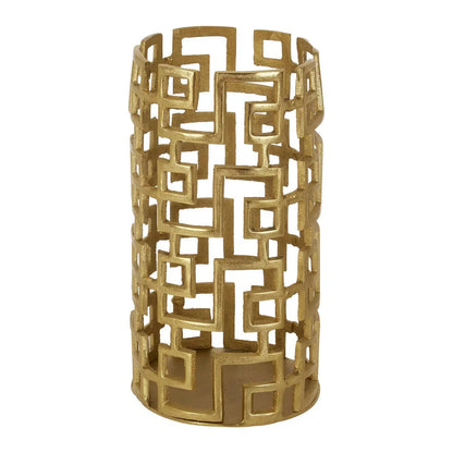 Small Gold Hurricane Candle Holder geo design