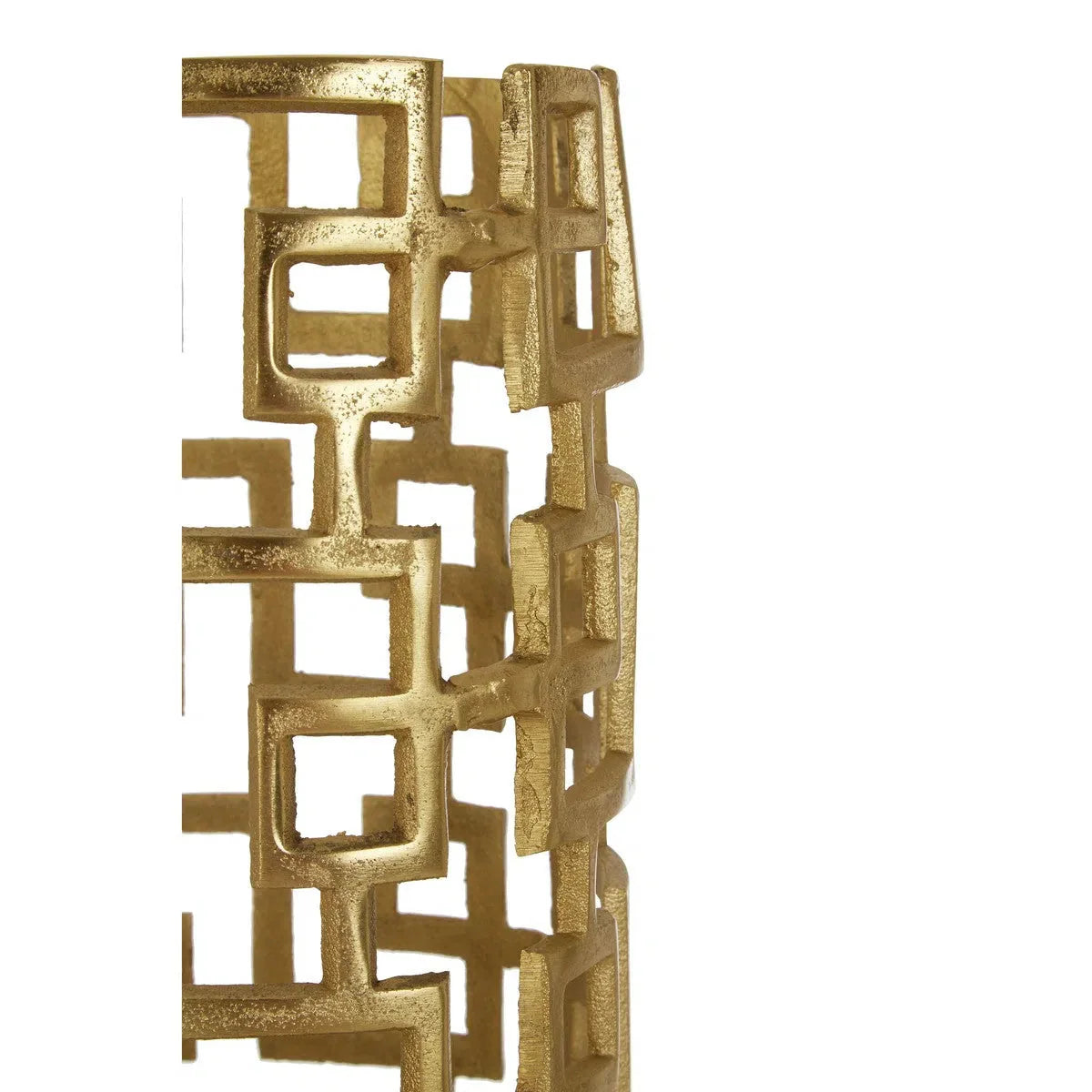 Small Gold Hurricane Candle Holder geo design