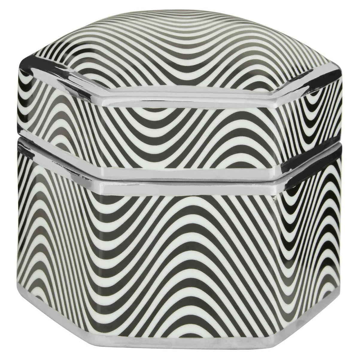 Large Trinket Box black and white silver design