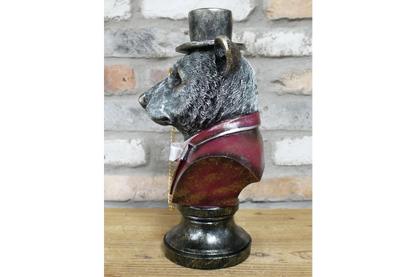 Bear with top hat bust statue home decor