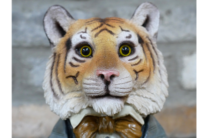 Tiger bust with bow tie statue