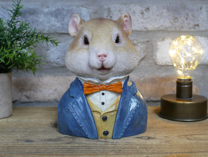 Mouse bust with bow tie statue