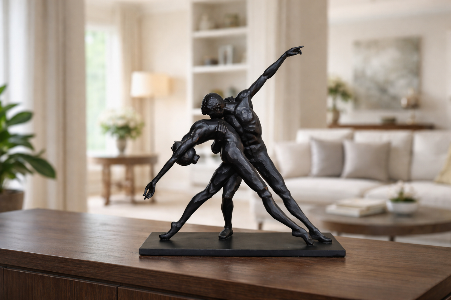 Couple dancing statue home decor black