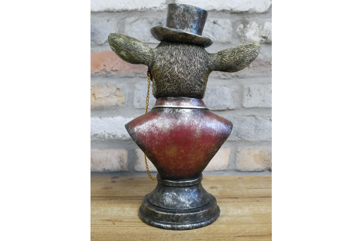Gentlemen Goat bust with top hat statue home accessorie