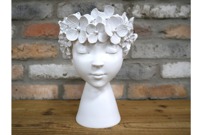Beautiful White lady head planter for home decor