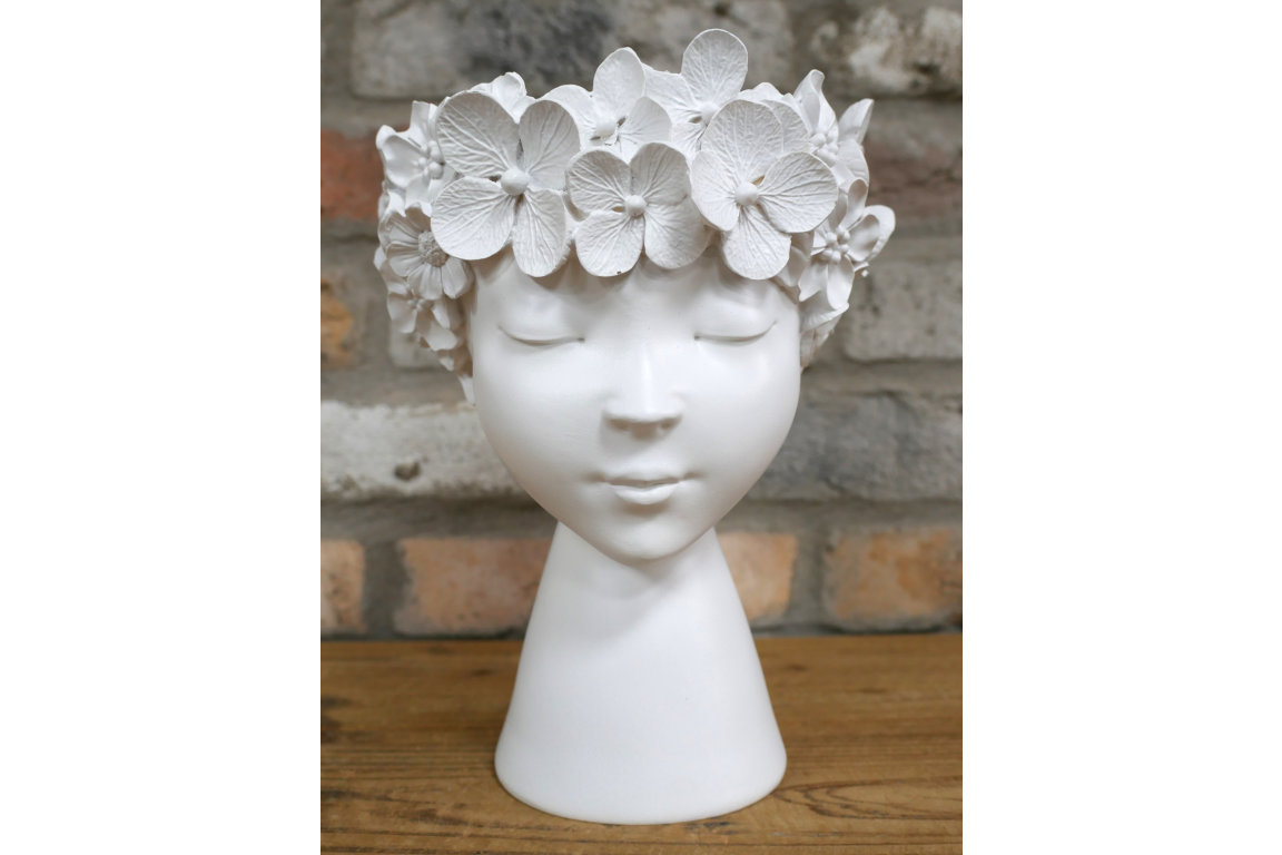 Beautiful White lady head planter for home decor
