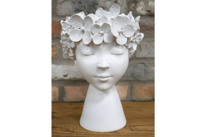 Beautiful White lady head planter for home decor