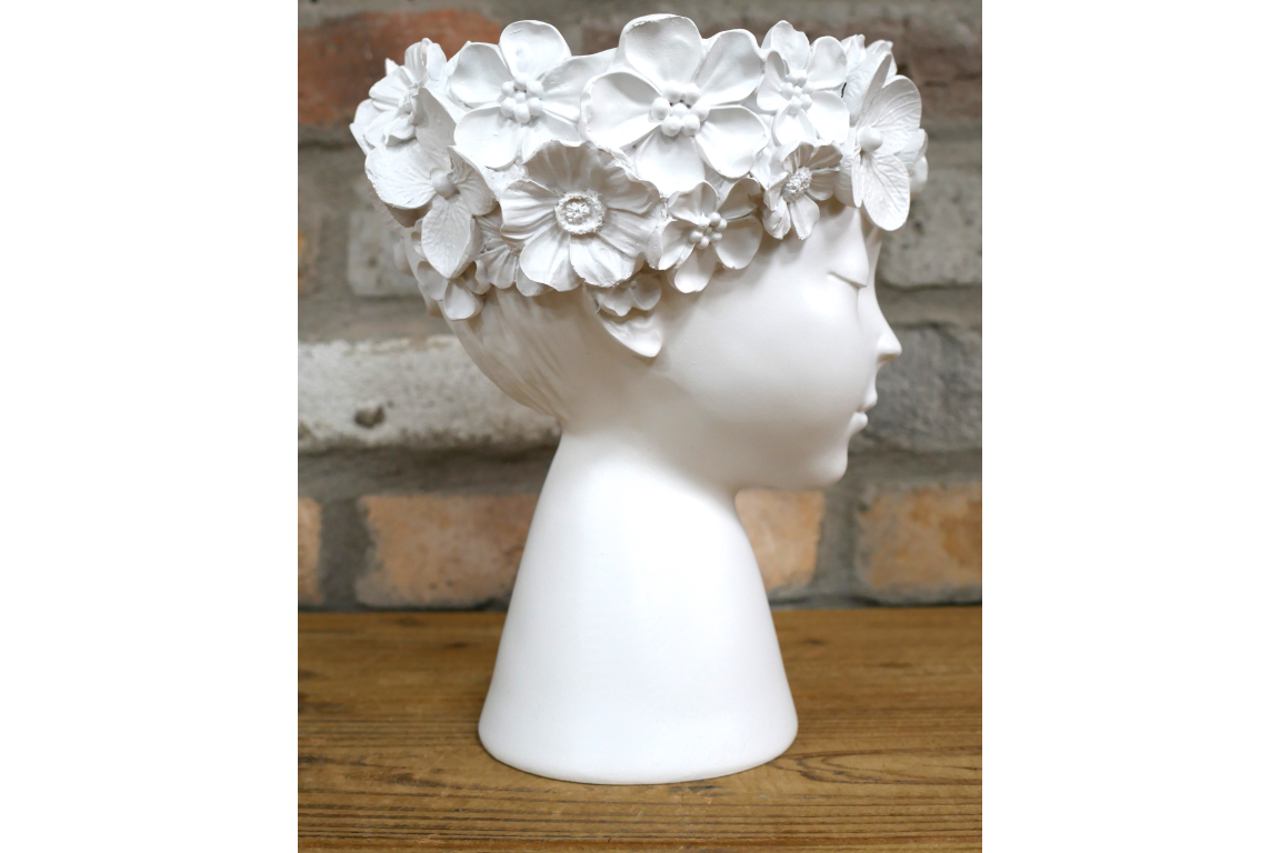 Beautiful White lady head planter for home decor