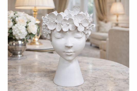 Beautiful White lady head planter for home decor