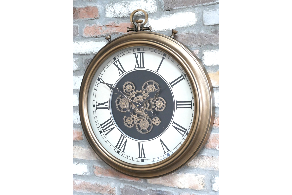 Soft gold cog moving wall clock