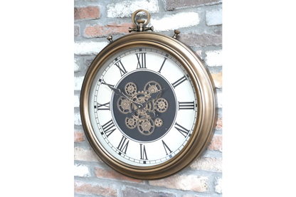 Soft gold cog moving wall clock