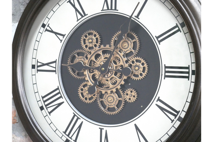 Dark bronze /brown metal  cog moving wall clock