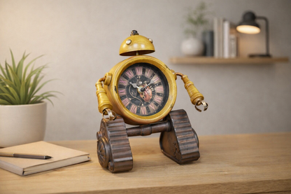 Yellow Robot Clock Perfect for Home Decor with Unique Design and Functional Timepiece