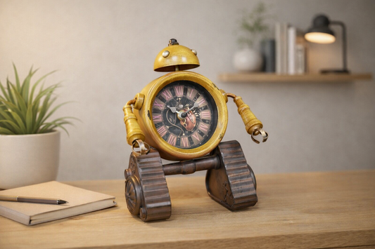 Yellow Robot Clock Perfect for Home Decor with Unique Design and Functional Timepiece