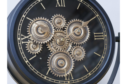 Black and gold moving cog detail clock