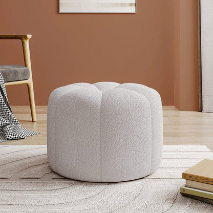 Boucle footstool petal design