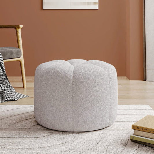 Boucle footstool petal design