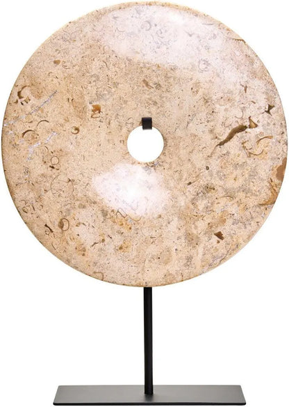 Medium Round Dia 20cm beige speckled Marble Disc Sculpture