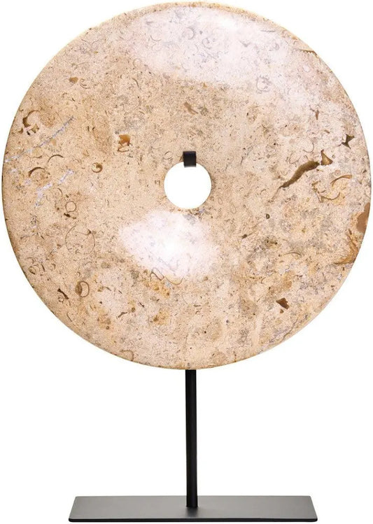 Medium Round Dia 20cm beige speckled Marble Disc Sculpture